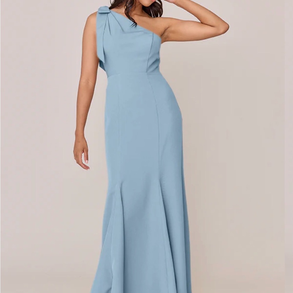 Revelry One-Shoulder Light Blue Dress